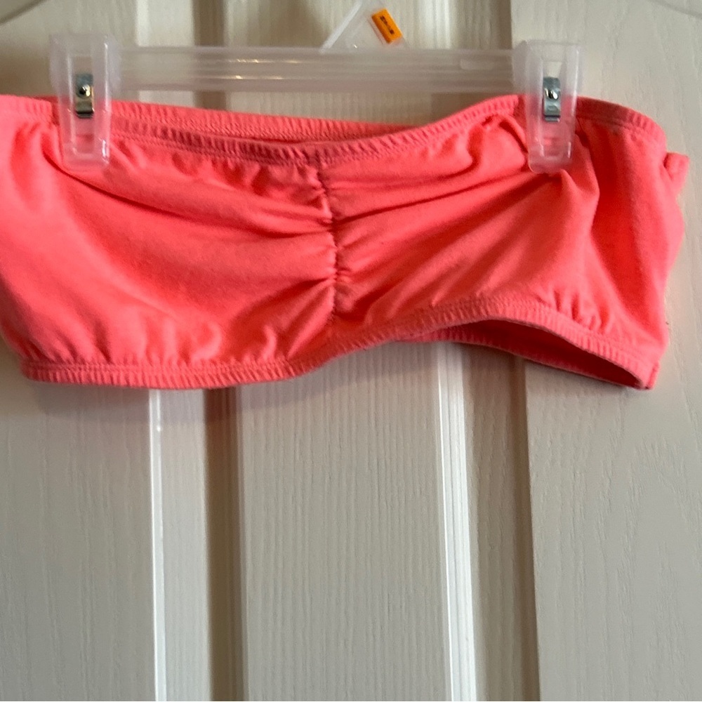Juniors bandeau bikini top sz 11/13 coral color strapless - Picture 7 of 11